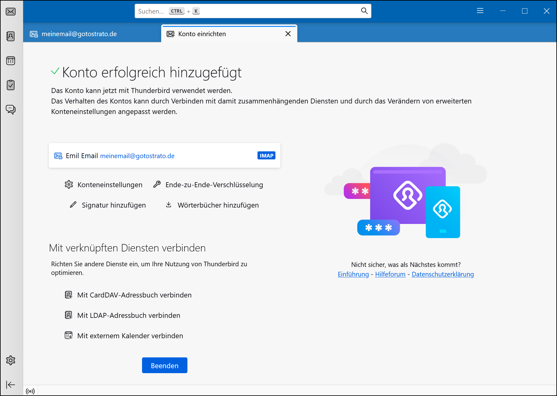 Erfolgreich eingerichtet (Thunderbird) Erfolgreich eingerichtet (Thunderbird)