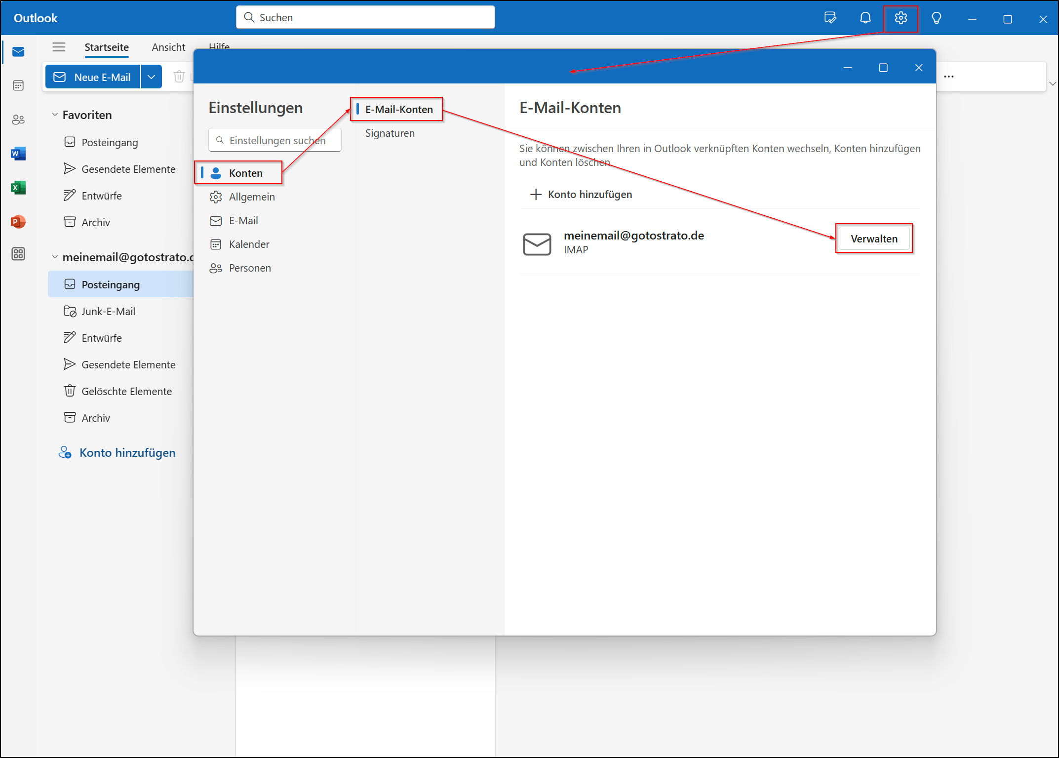 Outlook Kontenverwaltung Outlook Kontenverwaltung