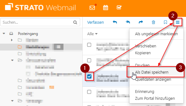 E-Mail loakl über den STRATO Webmail sichern
