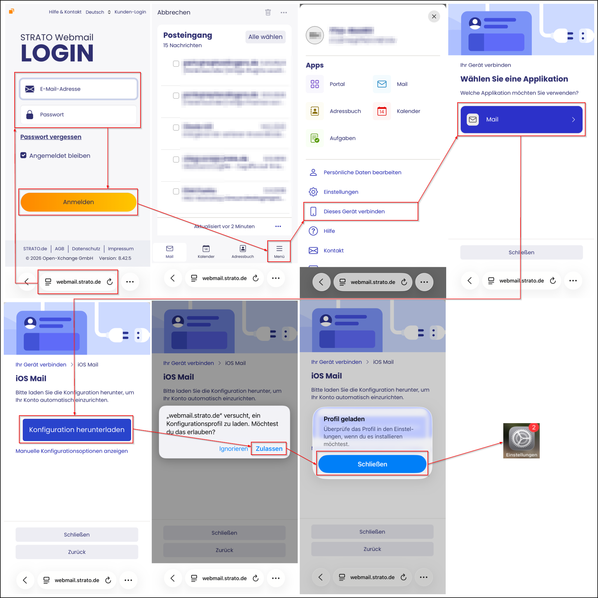 Webmail iOS-Mail verbinden Webmail iOS-Mail verbinden