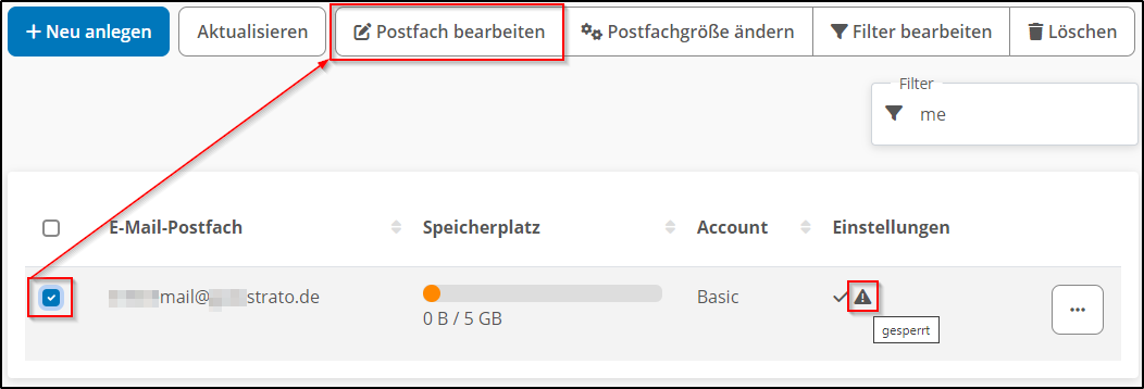 Postfach bearbeiten Postfach bearbeiten
