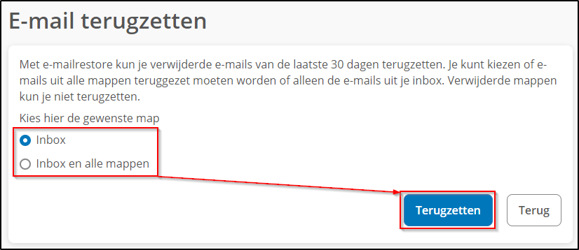 E-mail terugzetten E-mail terugzetten
