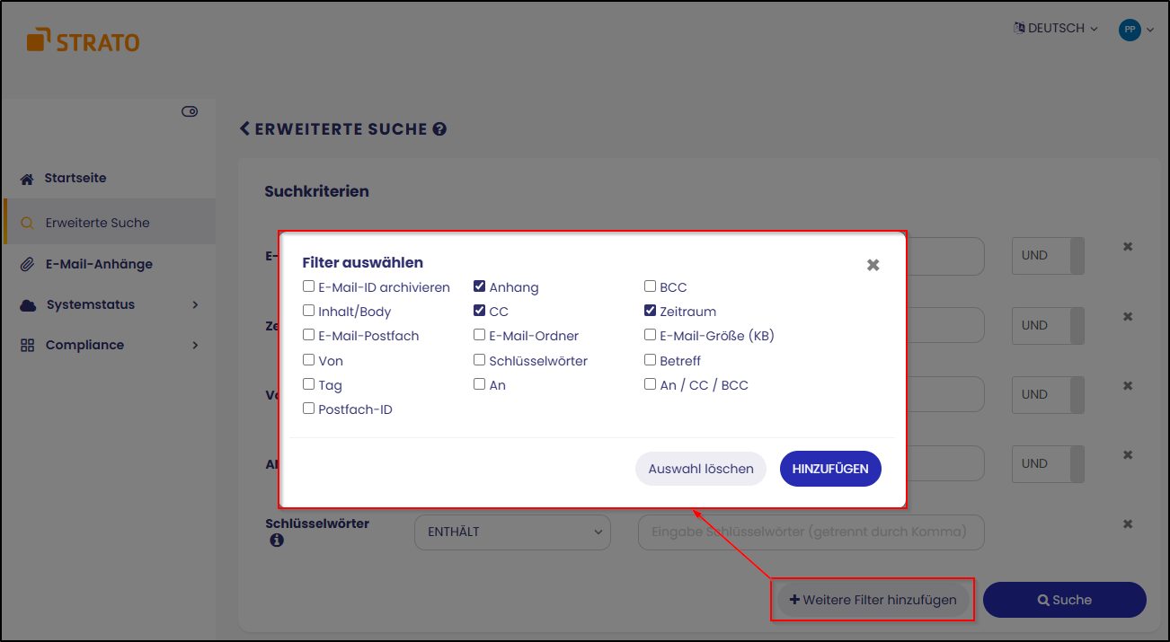 Erweiterte Suche - weitere Filter Erweiterte Suche - weitere Filter