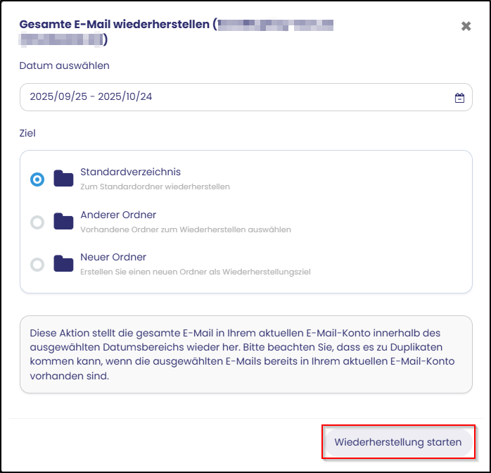 Wiederherstellen bestätigen Wiederherstellen bestätigen