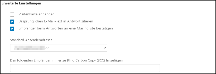 E-Mails Erweiterte Einstellungen E-Mails Erweiterte Einstellungen
