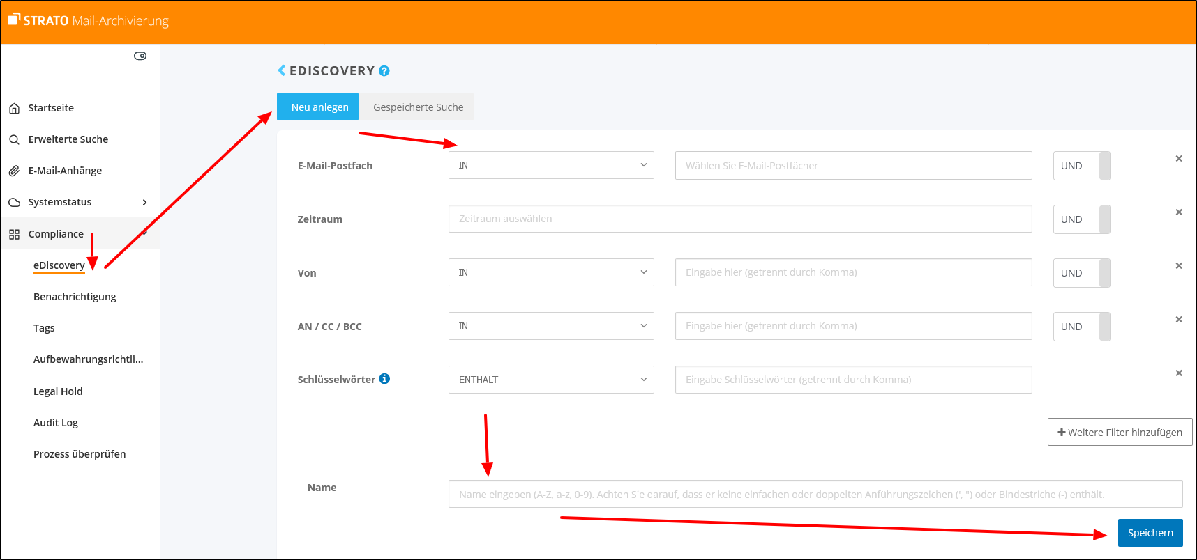 Mail-Archiv_Compliance-eDiscovery-Filter Mail-Archiv_Compliance-eDiscovery-Filter