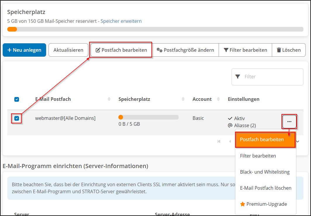 Postfach bearbeiten (2023) Postfach bearbeiten (2023)