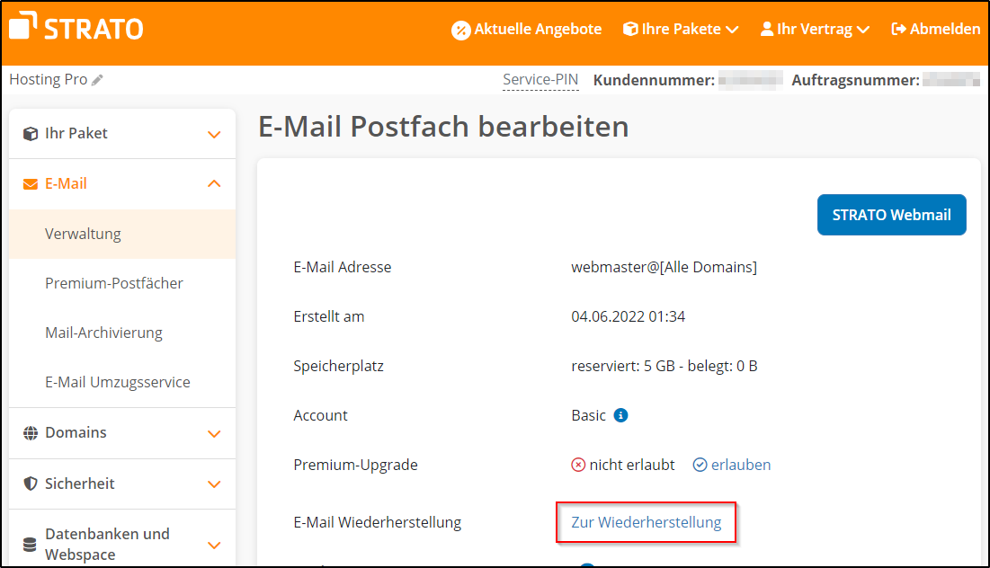 Gelöschte EMails wiederherstellen STRATO