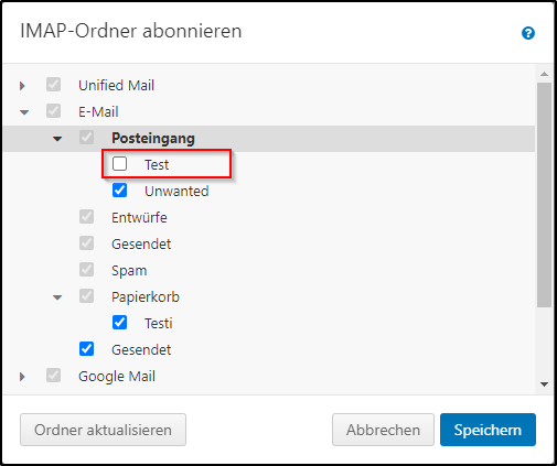 Webmail Ordner abonnieren Webmail Ordner abonnieren