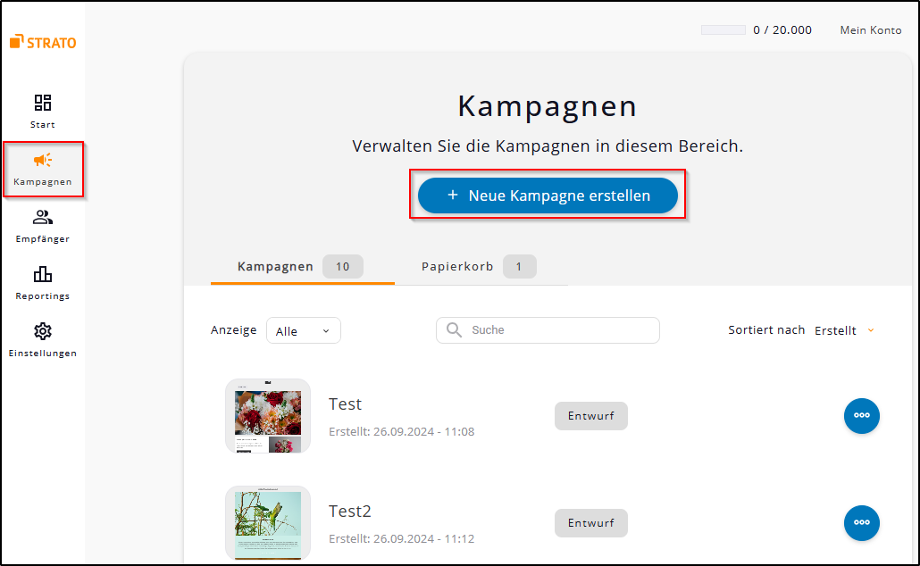 Neue Kampagne erstellen Neue Kampagne erstellen