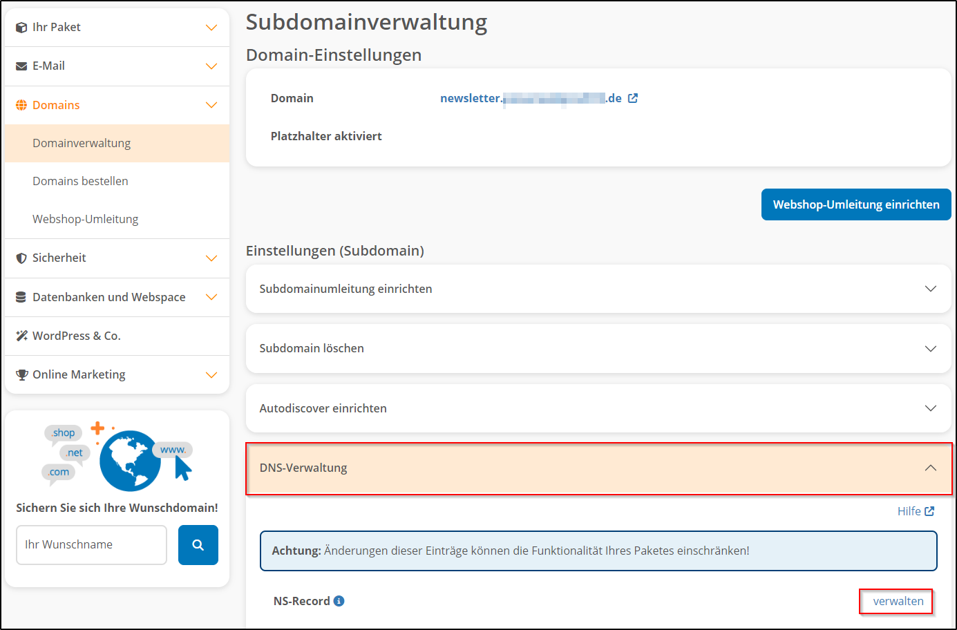 DNS-Verwaltung DNS-Verwaltung