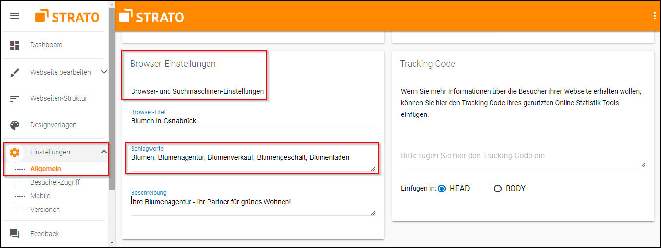 HPBK Einstellungen-Allgemein