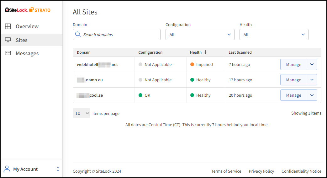 SiteLock dashboard sites SiteLock dashboard sites