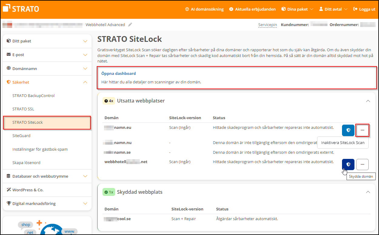 SiteLock kundinloggning SiteLock kundinloggning