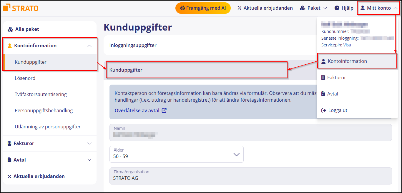 Kunduppgifter ändra Kunduppgifter ändra