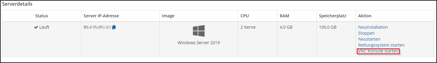 VNC starten VNC starten