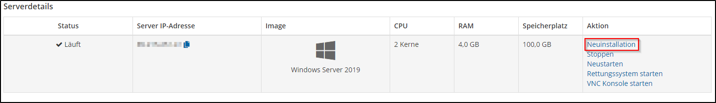 Neuinstallation starten Neuinstallation starten