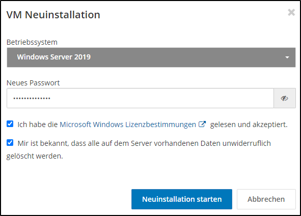 OS und Admin-Passwort OS und Admin-Passwort