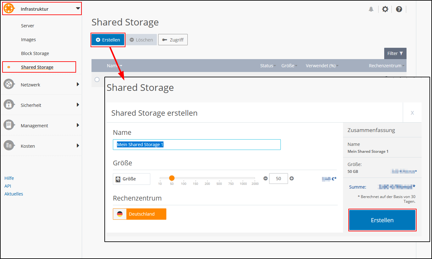 Shared Storage erstellen