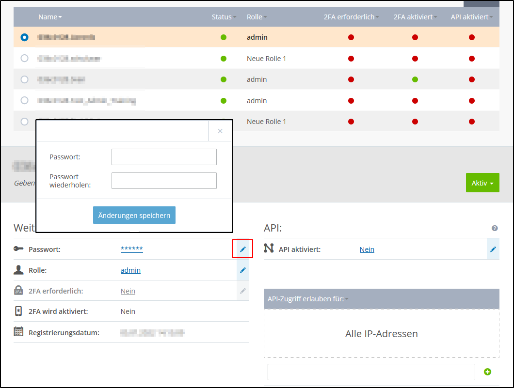 Cloud Panel Passwort ändern Cloud Panel Passwort ändern
