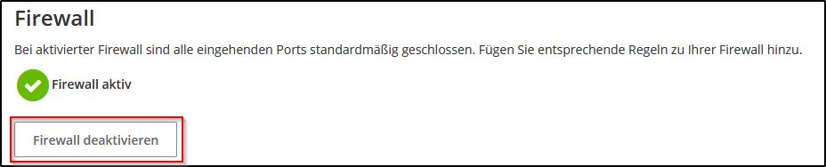 Firewall ausschalten Firewall ausschalten