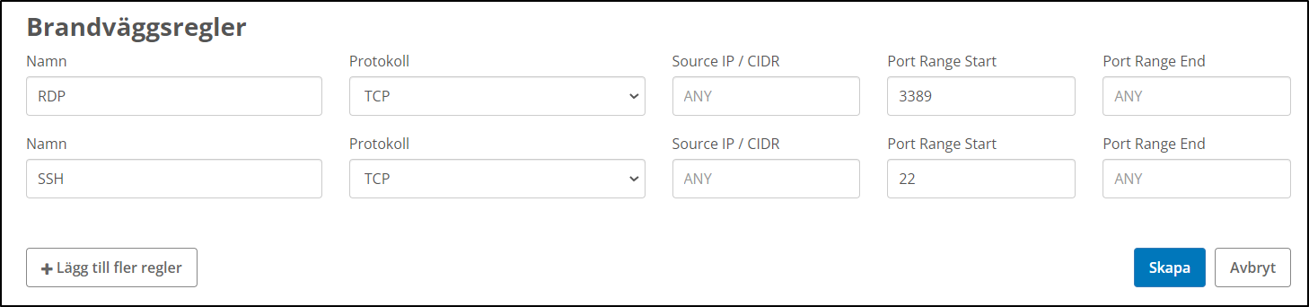 Example firewall rule