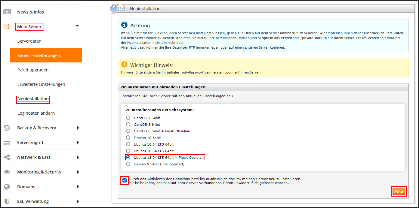 Betriebssystem auswählen Betriebssystem auswählen