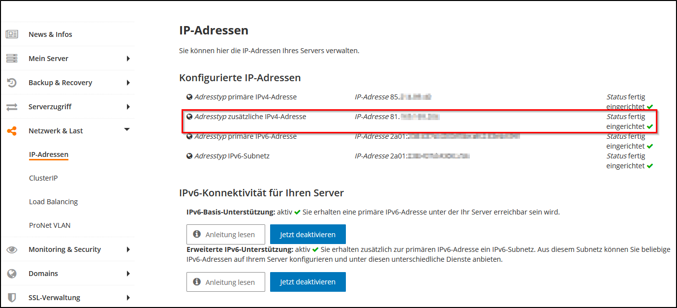 IP-Adressen im Server-Login IP-Adressen im Server-Login