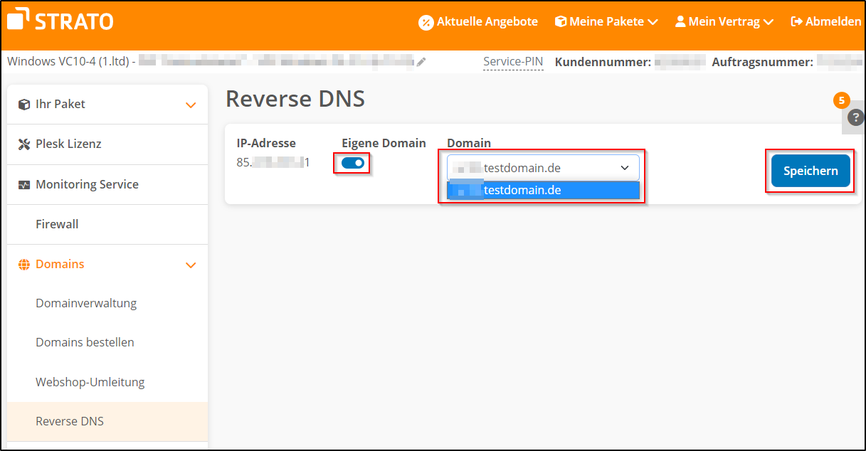 Reverse DNS Einstellung Reverse DNS Einstellung