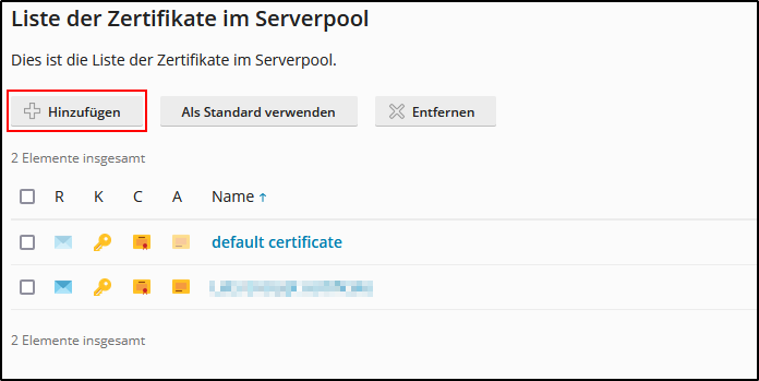 Plesk - Zertifikat hinzufügen Plesk - Zertifikat hinzufügen