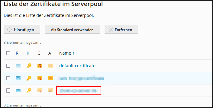 Plesk - Zertifikat auswählen Plesk - Zertifikat auswählen