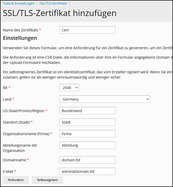 Plesk - Daten eintragen Plesk - Daten eintragen