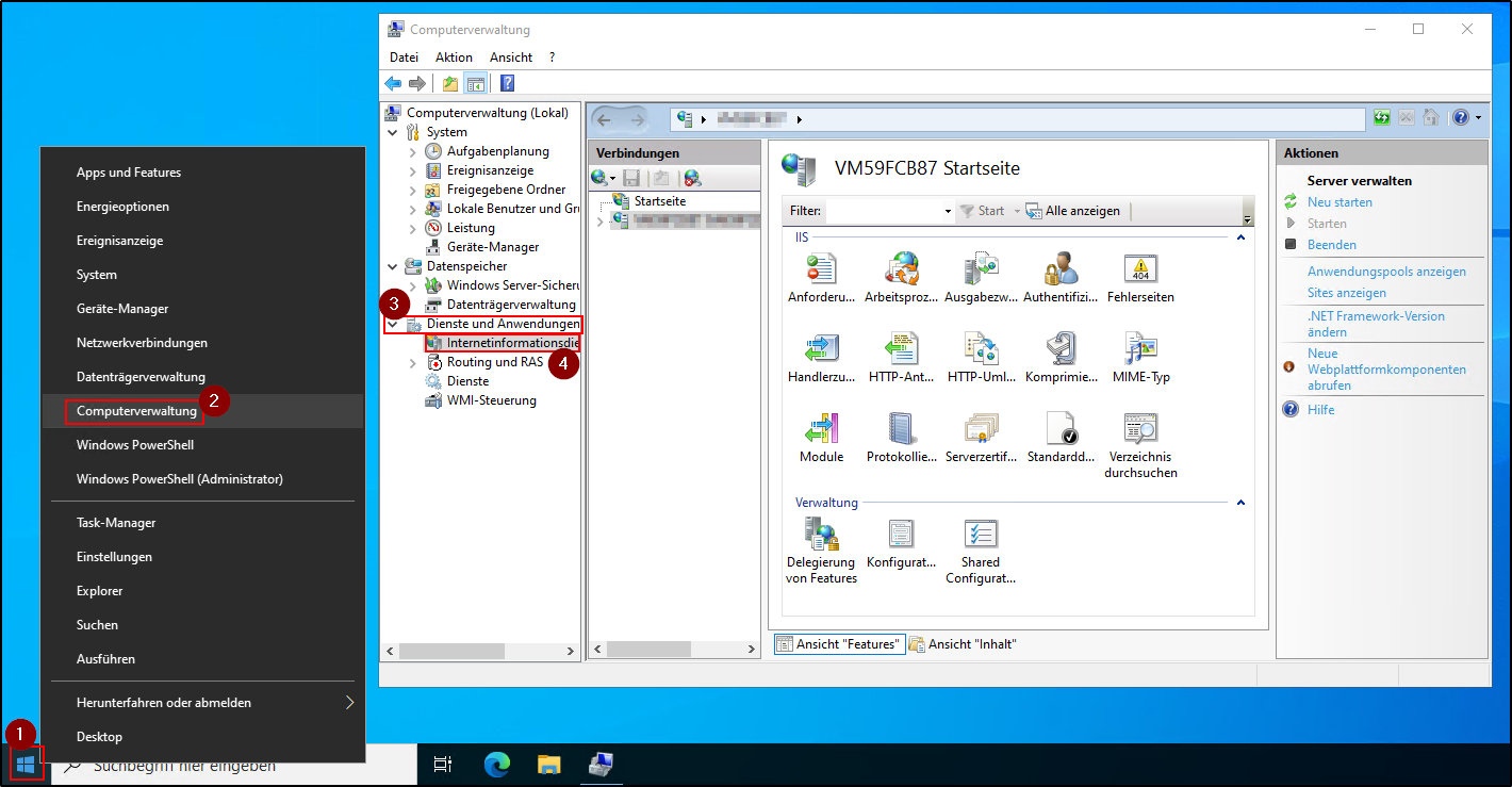 Windows - IIS Manager aufrufen Windows - IIS Manager aufrufen