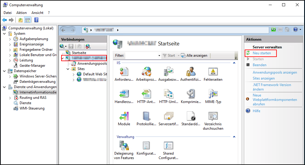 Windows - Webserver neu starten Windows - Webserver neu starten