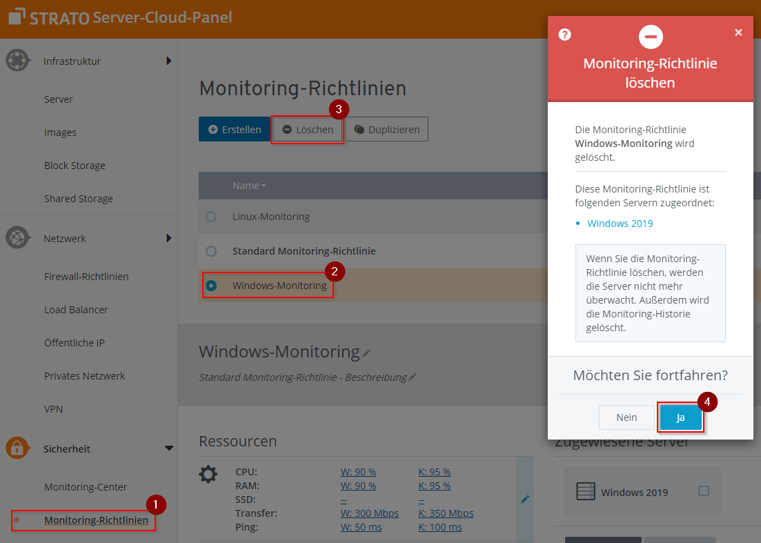 Richtlinie löschen Richtlinie löschen