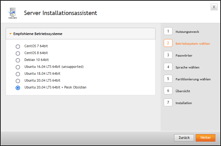 Installations-Wizard: Betriebssystem wählen [%image id=