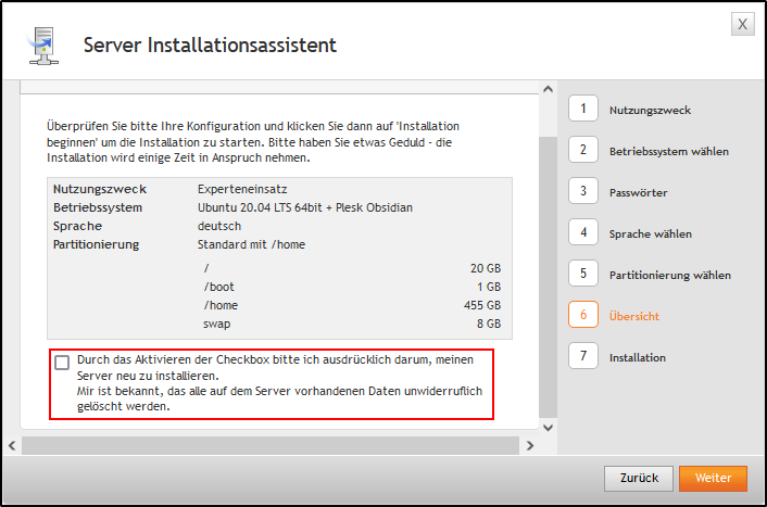 Installations-Wizard: Bestätigung Installations-Wizard: Bestätigung