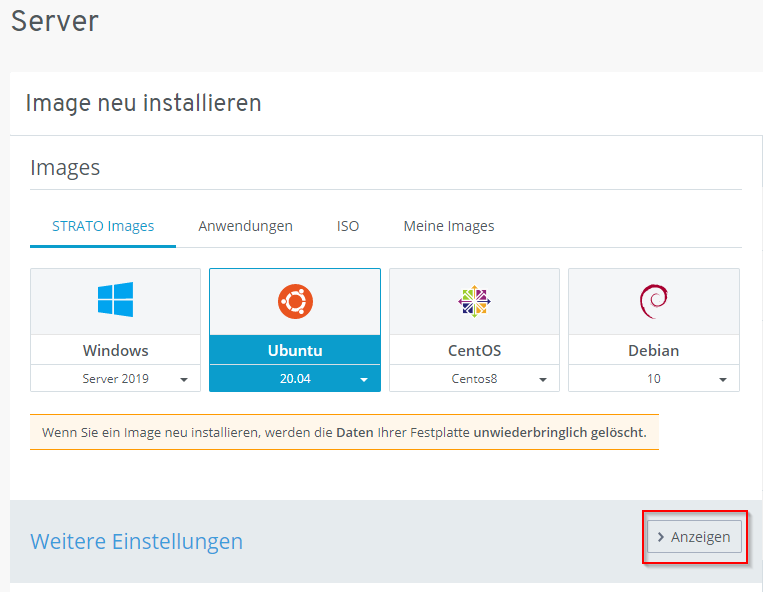 Weitere Einstellungen Weitere Einstellungen