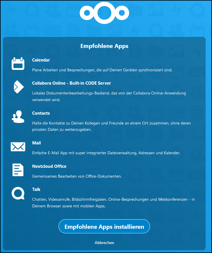 Empfohlene Next Cloud Apps Empfohlene Next Cloud Apps
