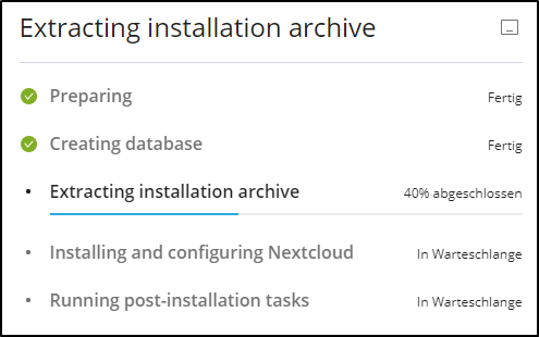 Installation startet Installation startet