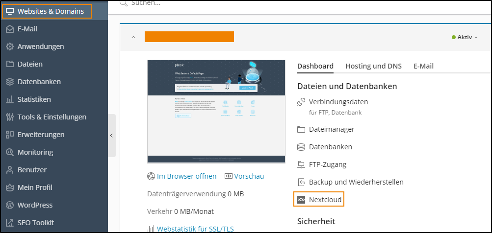Nextcloud in der Domain Nextcloud in der Domain