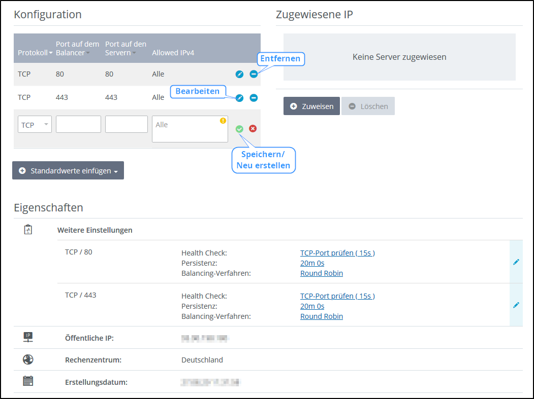 Load Balancer bearbeiten Load Balancer bearbeiten