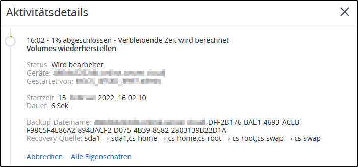 System-Wiederherstellung am laufen System-Wiederherstellung am laufen
