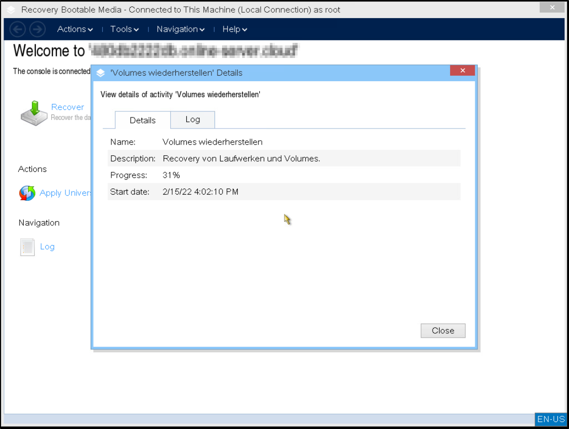 System-Wiederherstellung mit grafischer Konsole System-Wiederherstellung mit grafischer Konsole