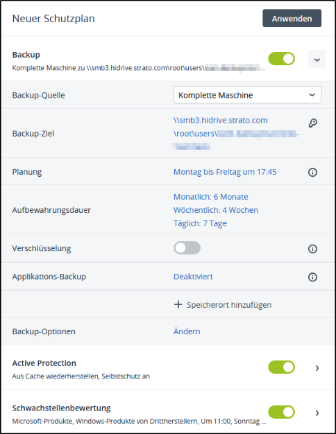 Einstellungen mit HiDrive Einstellungen mit HiDrive