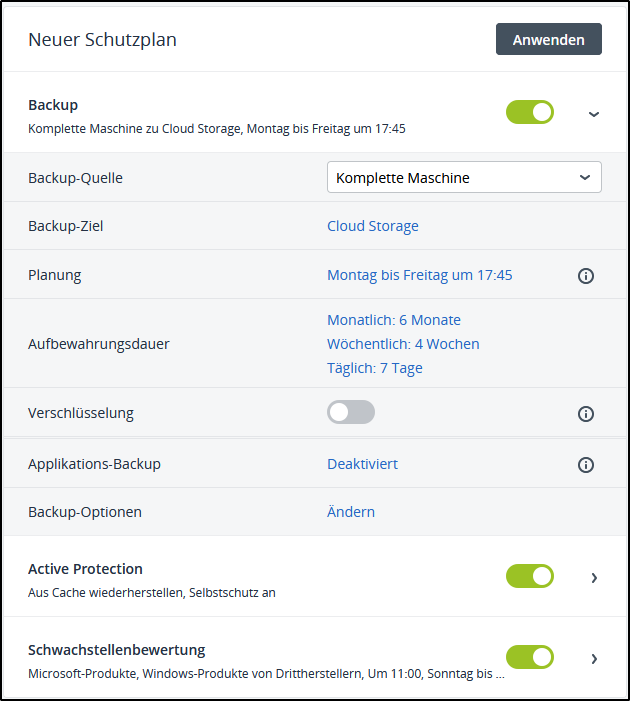 Standard-Einstellungen Standard-Einstellungen