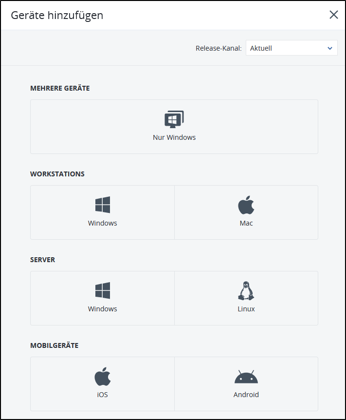 Betriebssystem auswählen Betriebssystem auswählen