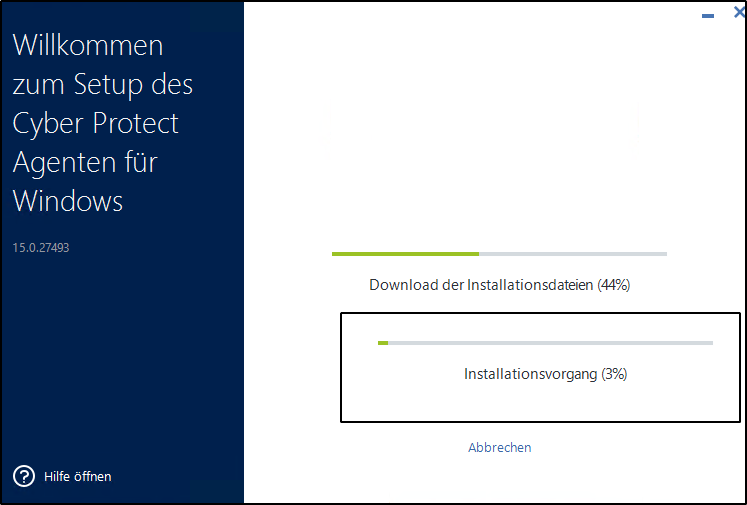 Installation läuft Installation läuft