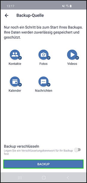 Android-Agent - Backup erstellen Android-Agent - Backup erstellen