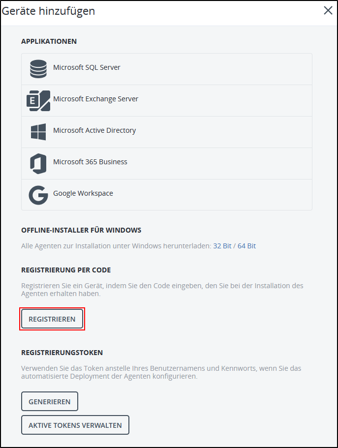 Linux Agent - Registrierung mit Code Linux Agent - Registrierung mit Code